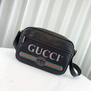 GUCCI LOGO PRINT CROSS BAG<br>구찌 로고 프린트 크로스백<br>[33.5×23.5×9.5cm 이태리가죽]