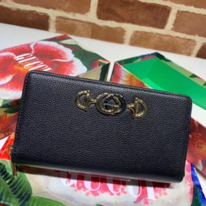 GUCCI ZUMI GRAINY LEATHER ZIP AROUND WALLET<br>구찌 주미 레더 집 어라운드 지갑<br><i>19x10cm</i>