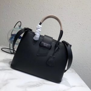 PRADA TWO TONE SOFT LEATHER TOTE BAG<br>프라다 투톤 소프트 레더 토트 백<br>[33x24x14.5cm 이태리가죽]