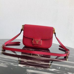 PRADA EMBLEME SAFFIANO LEATHER BAG<br>프라다 앙상블 레더 숄더백<br>[20.5x14x5cm 사피아노]