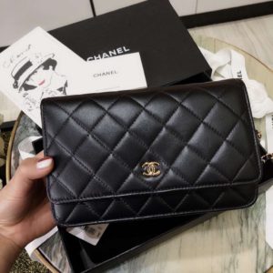 [CHANEL] 클래식 월렛 온 체인백 WOC 크로스백 블랙 금장 Chanel Classic Wallet on Chain Gold tone metal black AP0250