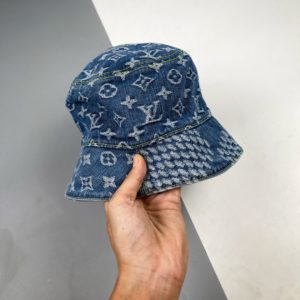 [LOUIS VUITTON X NIGO ] 루이비통 데님 풀프린트 스티칭 버킷햇