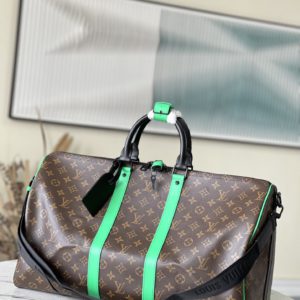 [LOUIS VUITTON] 루이비통 반둘리에 키폴백 Monogram Macassar coated canvas and Minty Green cowhide leather M46259