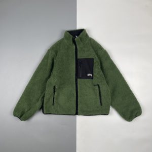 Stussy 22FW 블랙 8 리버시블 램 후리스 재킷