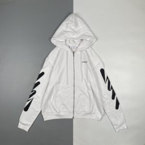 OFF WHITE C/O VIRGIL 22FW 베이직 라인 프린트 지퍼 후드 재킷