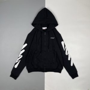 OFF WHITE C/O VIRGIL 22FW 베이직 라인 프린트 지퍼 후드 재킷