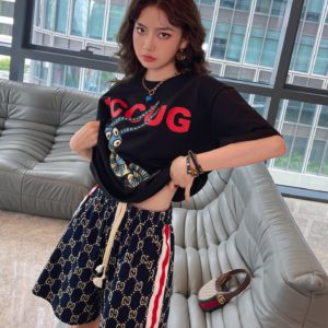 Gucci 22ss 올오버 프린트 더블 G 자카드 레드 스트라이프 웹 쇼츠